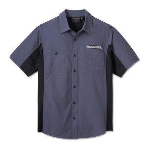 Camisa Hombre Harley-Davidson® Men H-D TECH Milwaukee Short Sleeve Shirt – Azul/Negro