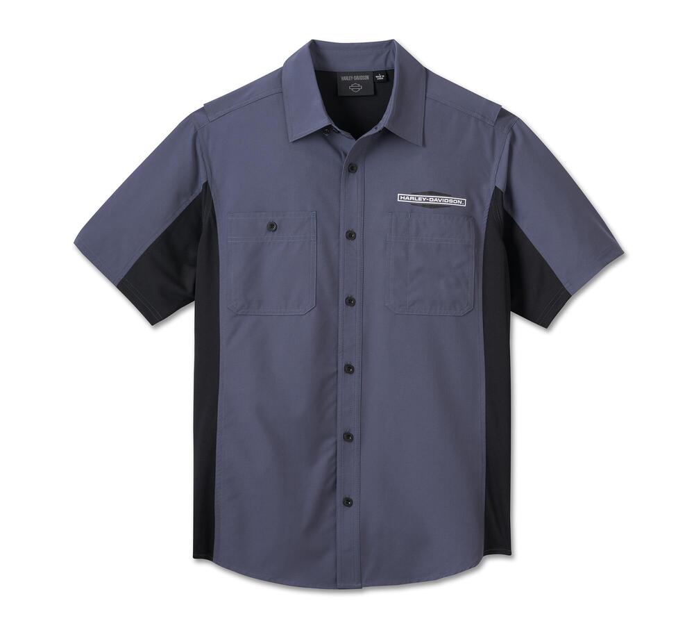 Camisa Hombre Harley-Davidson® Men H-D TECH Milwaukee Short Sleeve Shirt – Azul/Negro