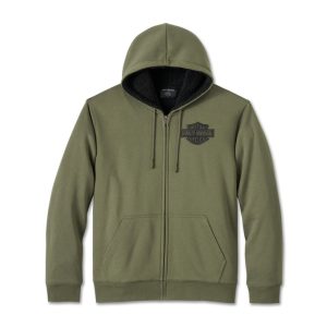Sudadera Forro Sherpa Hombre Harley-Davidson® Men Bar & Shield Sherpa Full Zip Hoodie – Verde