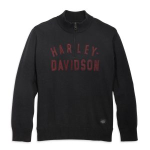 Jersey Hombre Harley-Davidson® Men Staple 1/4 Zip Sweater – Negro