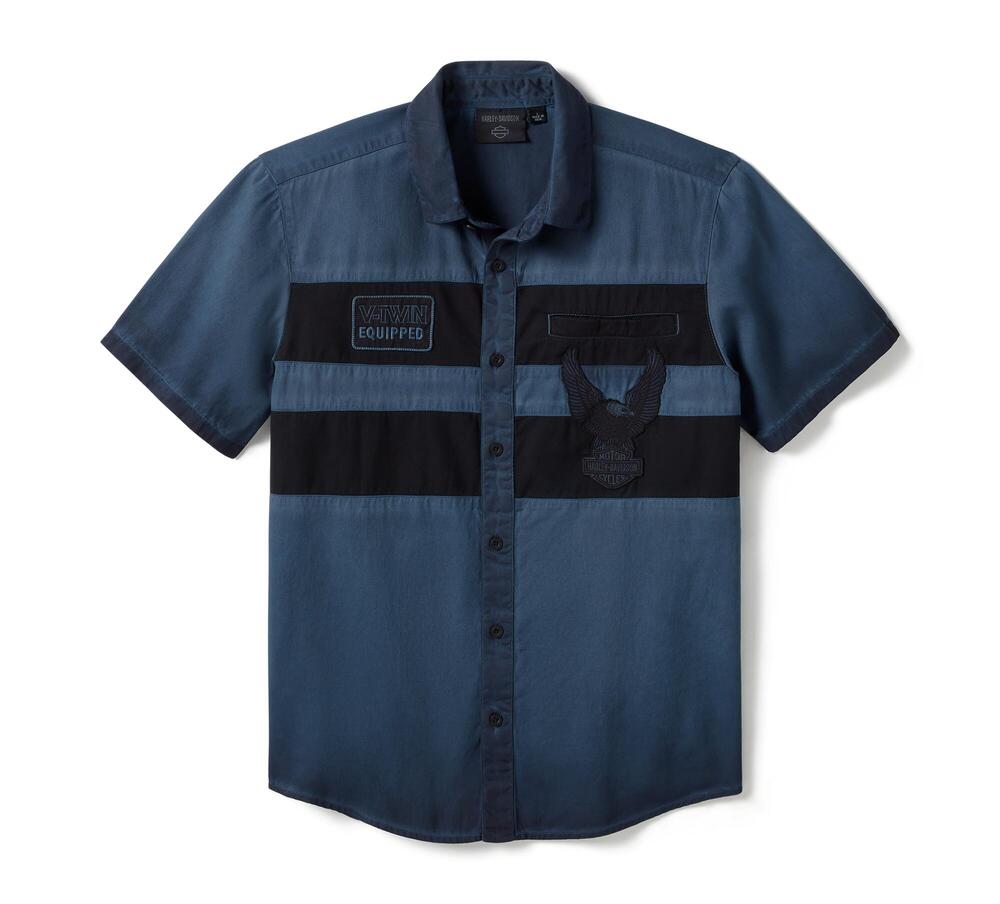Camisa Hombre Harley-Davidson® Men Iron Bond II Short Sleeve Shirt – Colorblock – Azul/Negro