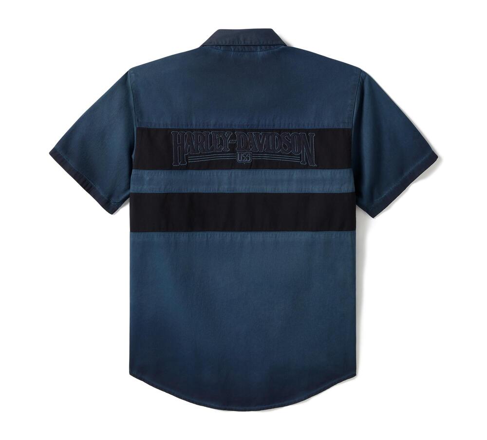 Camisa Hombre Harley-Davidson® Men Iron Bond II Short Sleeve Shirt – Colorblock – Azul/Negro - Imagen 2