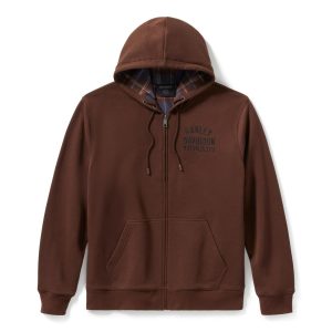 Sudadera Capucha y Cremallera Hombre Harley-Davidson® Men Plaid Lined Zip Hoodie – Marrón
